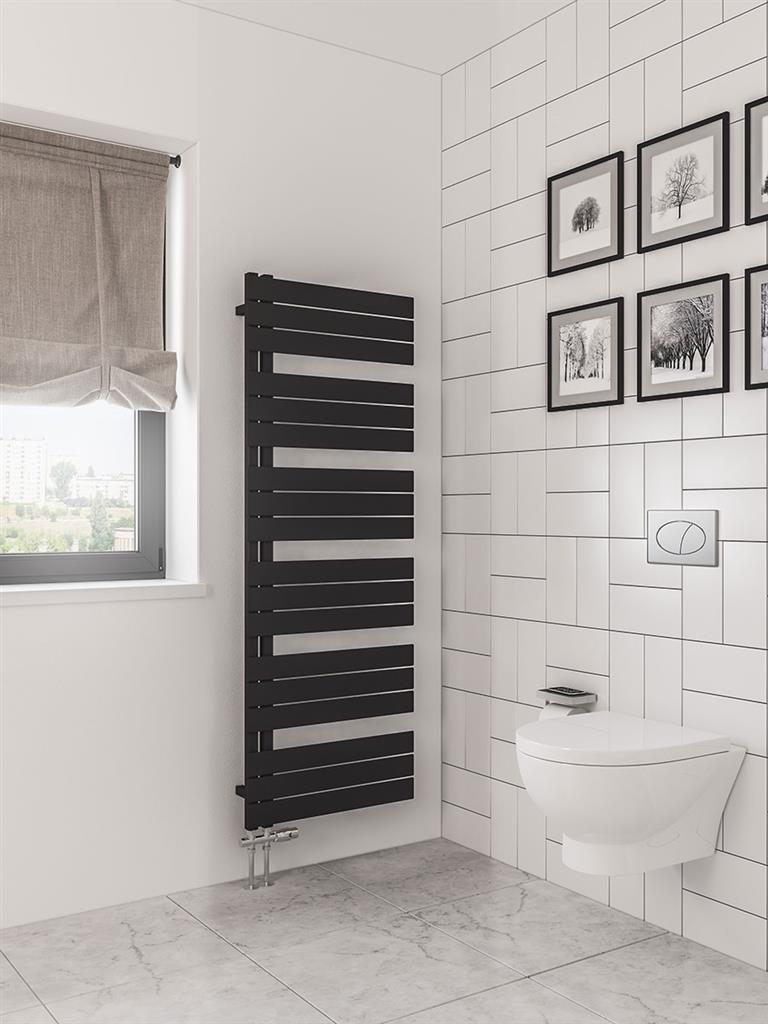 Eastbrook Helmsley Matt Black Designer Towel Rail 1640mm x 600mm 89.0645