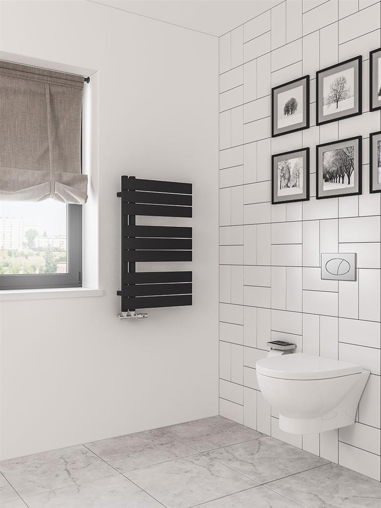 Eastbrook Helmsley Matt Black Designer Towel Rail 800mm x 500mm 89.0638