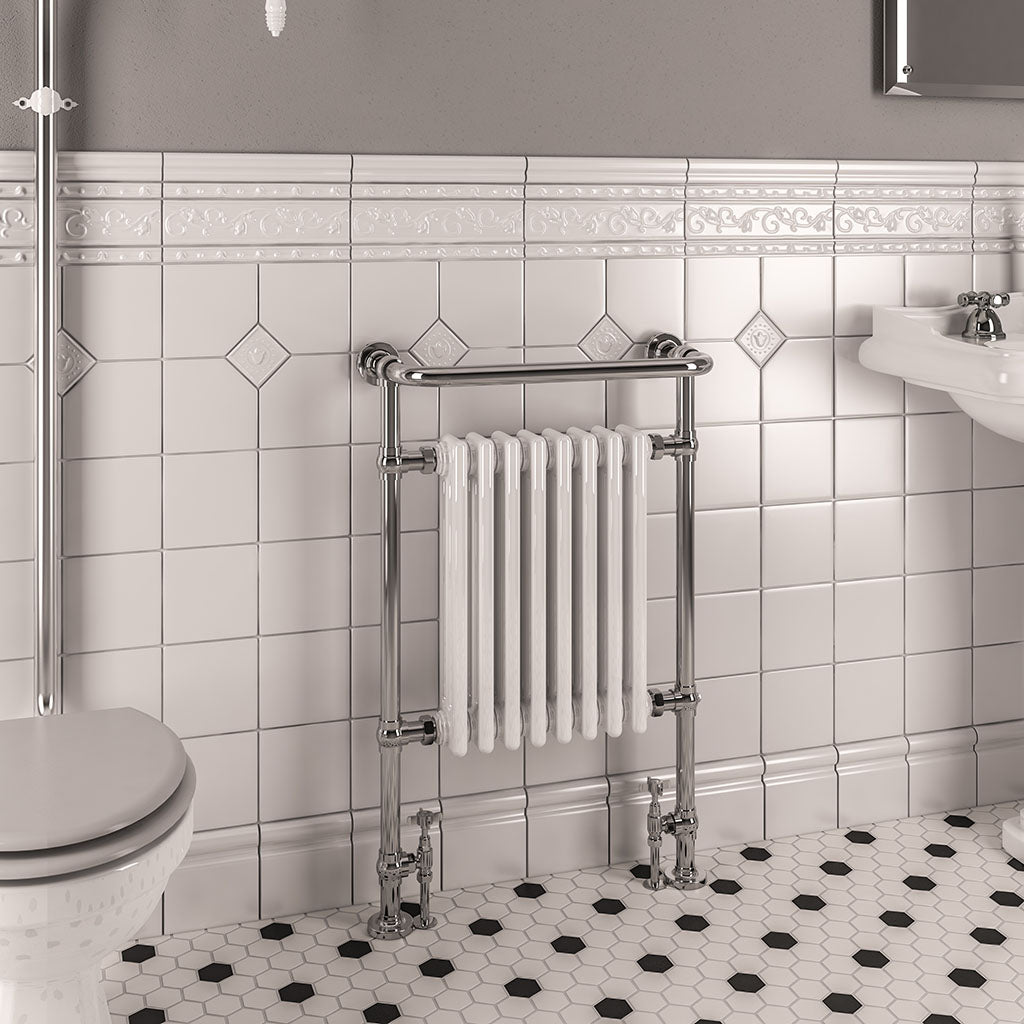Eastbrook Isbourne 940mm High x 600mm Wide Chrome and Gloss White Traditional Radiator