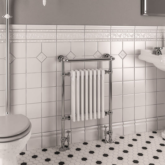 Eastbrook Isbourne 940mm High x 600mm Wide Chrome and Gloss White Traditional Radiator