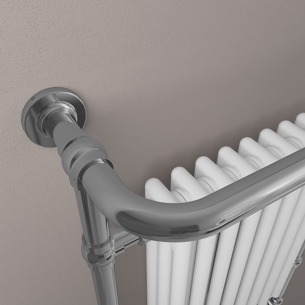 Eastbrook Isbourne 940mm High x 600mm Wide Chrome and Gloss White Traditional Radiator Close Up Image