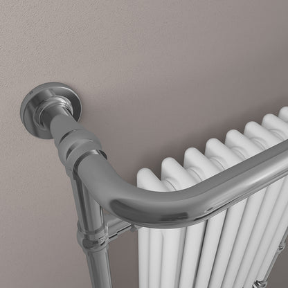 Eastbrook Isbourne 940mm High x 600mm Wide Chrome and Gloss White Traditional Radiator Close Up Image