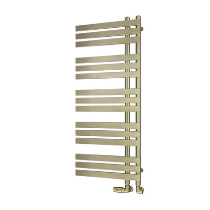 Eastbrook Leonardo Electric Brushed Brass Designer Towel Rail 1200mm x 500mm Close Up Image 41.0371-ELE