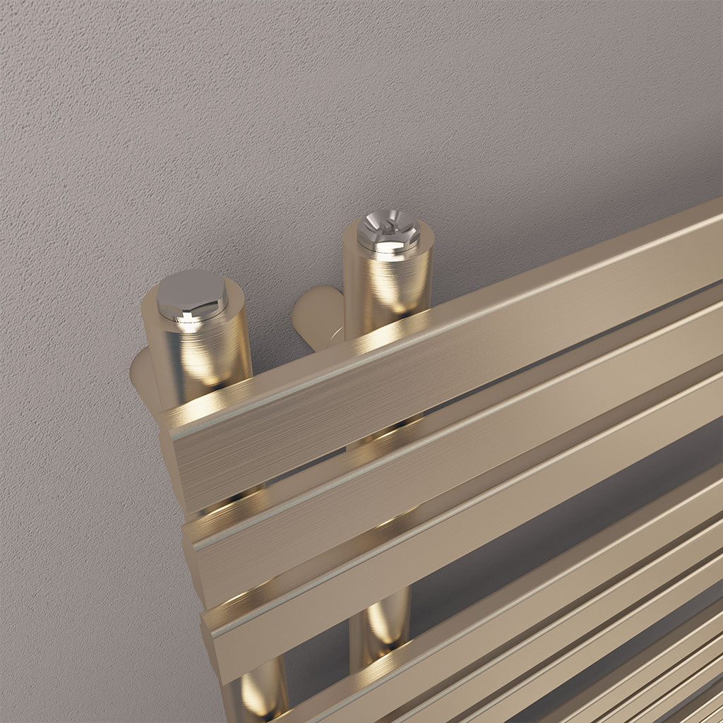 Eastbrook Leonardo Electric Brushed Brass Designer Towel Rail 1200mm x 600mm Close Up Image 41.0372-ELE