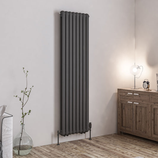 Eastbrook Rubano Vertical Matt Anthracite 2 Column Radiator 1800mm x 503mm 81.0065