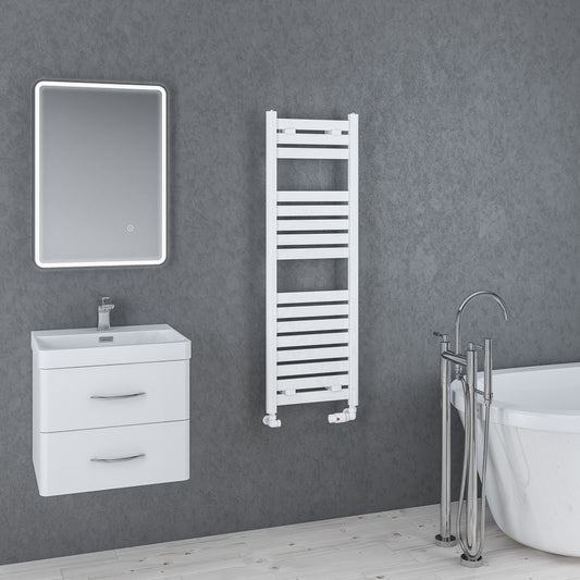 Eastbrook Staverton Gloss White Designer Towel Rail 1200mm x 400mm 41.0137