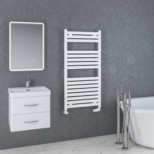 Eastbrook Staverton Gloss White Designer Towel Rail 1200mm x 600mm 41.0143