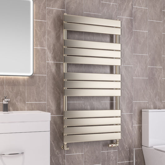 Eastbrook Staverton Straight Brushed Brass Tube on Tube Designer Towel Rail 1200mm x 600mm 41.0376