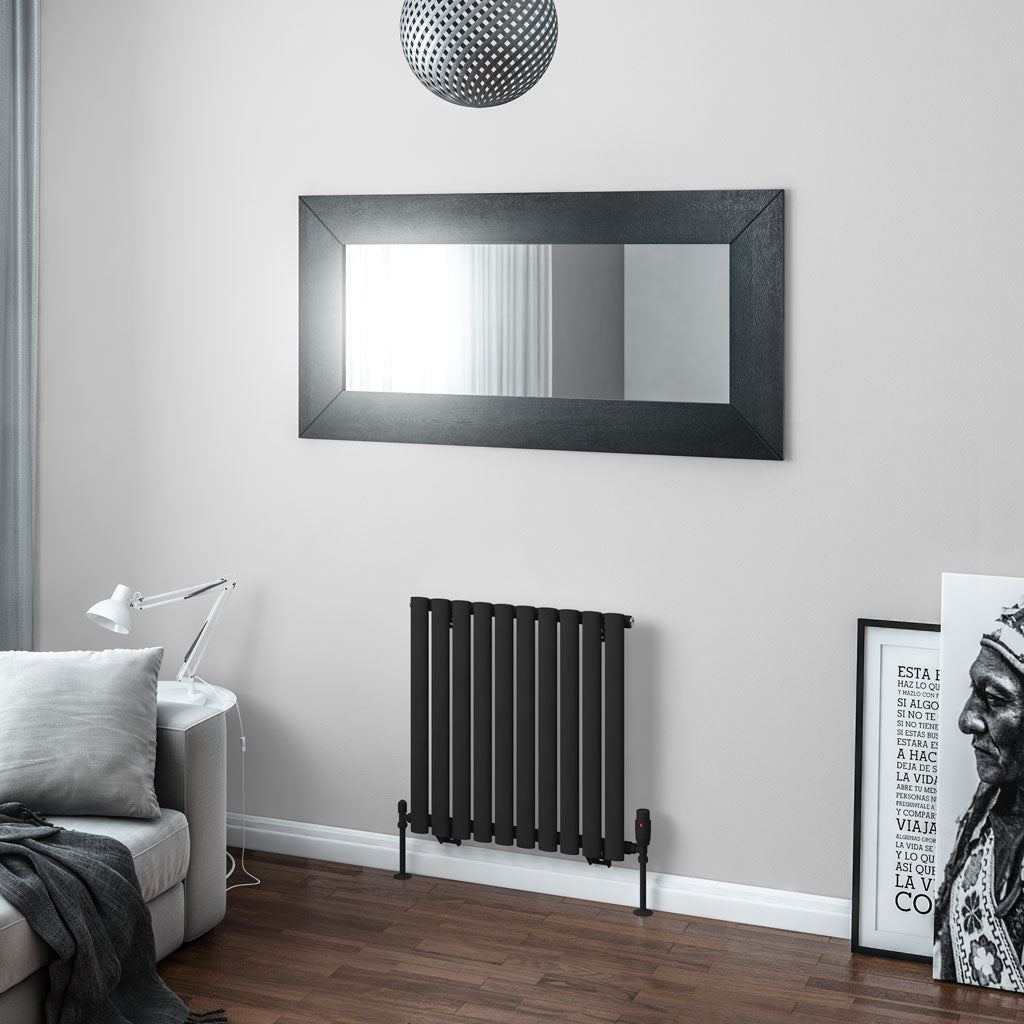 Eastbrook Tunstall Horizontal Matt Black Designer Radiator 600mm x 589mm 89.0015