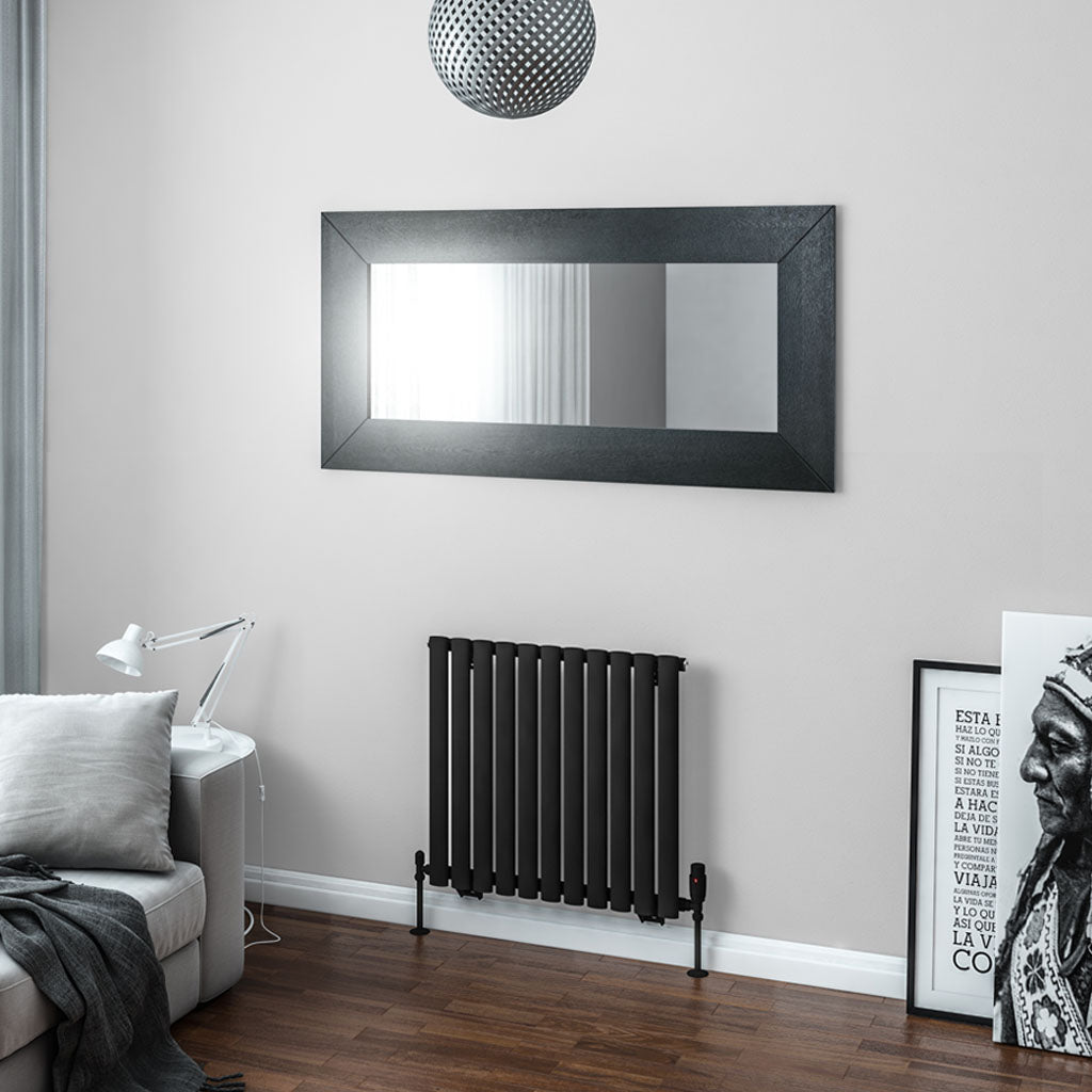 Eastbrook Tunstall Horizontal Matt Black Designer Radiator 600mm x 648mm 89.1637