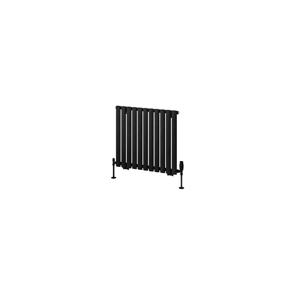 Eastbrook Tunstall Horizontal Matt Black Designer Radiator 600mm x 648mm Cut Out Image 89.1637