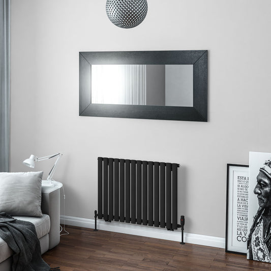 Eastbrook Tunstall Horizontal Matt Black Designer Radiator 600mm x 825mm 89.0018