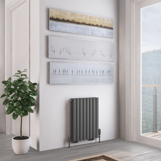 Eastbrook Tunstall Matt Anthracite Horizontal Double Panel Designer Radiator 600mm x 471mm 81.0200