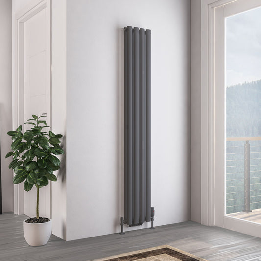 Eastbrook Tunstall Matt Anthracite Vertical Double Panel Designer Radiator 1800mm x 280mm 81.0158