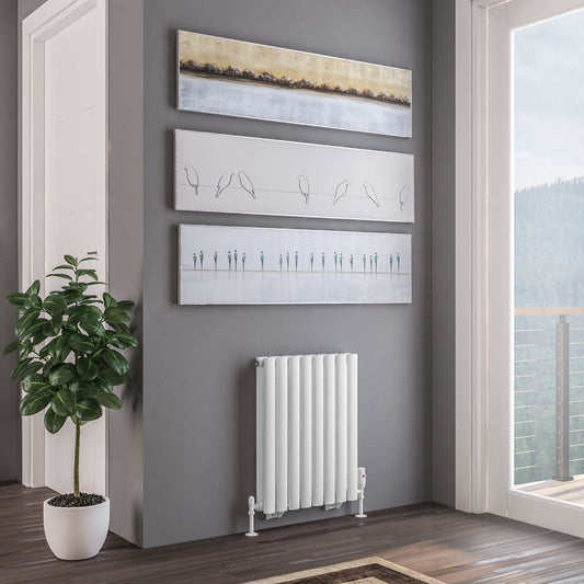 Eastbrook Tunstall Matt White Horizontal Double Panel Designer Radiator 600mm x 471mm 81.0199