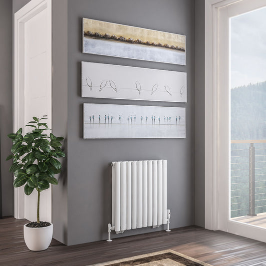 Eastbrook Tunstall Matt White Horizontal Double Panel Designer Radiator 600mm x 589mm 81.0136