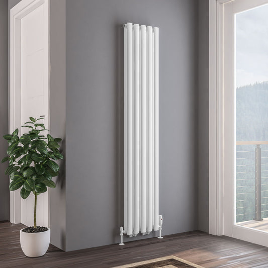 Eastbrook Tunstall Matt White Vertical Double Panel Designer Radiator 1800mm x 350mm 81.0190