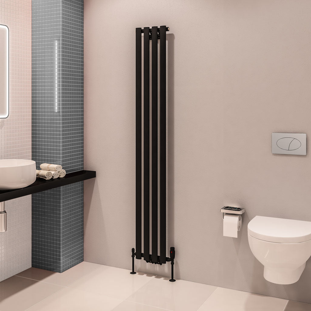 Eastbrook Tunstall Vertical Matt Black Designer Radiator 1800mm x 280mm 89.0003