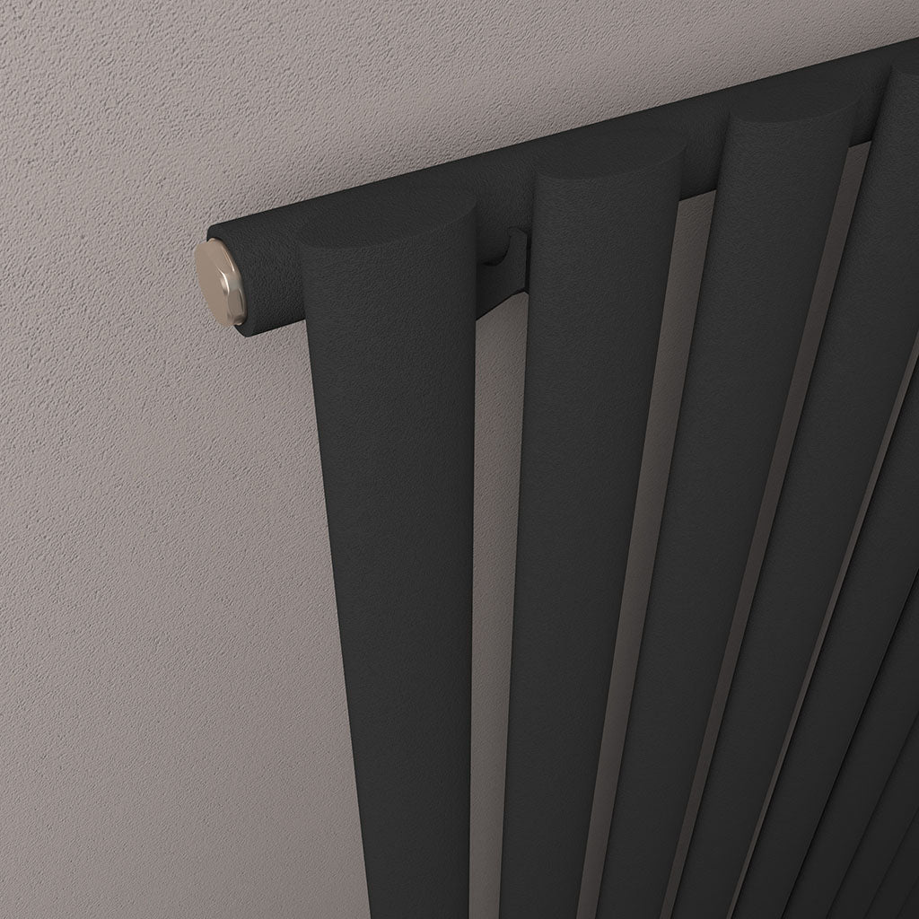 Eastbrook Tunstall Vertical Matt Black Designer Radiator 1800mm x 280mm Close Up Image 89.0003