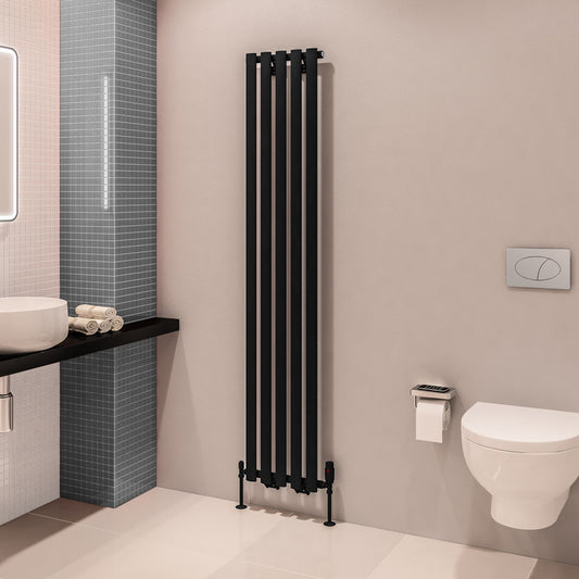 Eastbrook Tunstall Vertical Matt Black Designer Radiator 1800mm x 350mm 89.1622