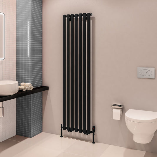 Eastbrook Tunstall Vertical Matt Black Designer Radiator 1800mm x 490mm 89.1626