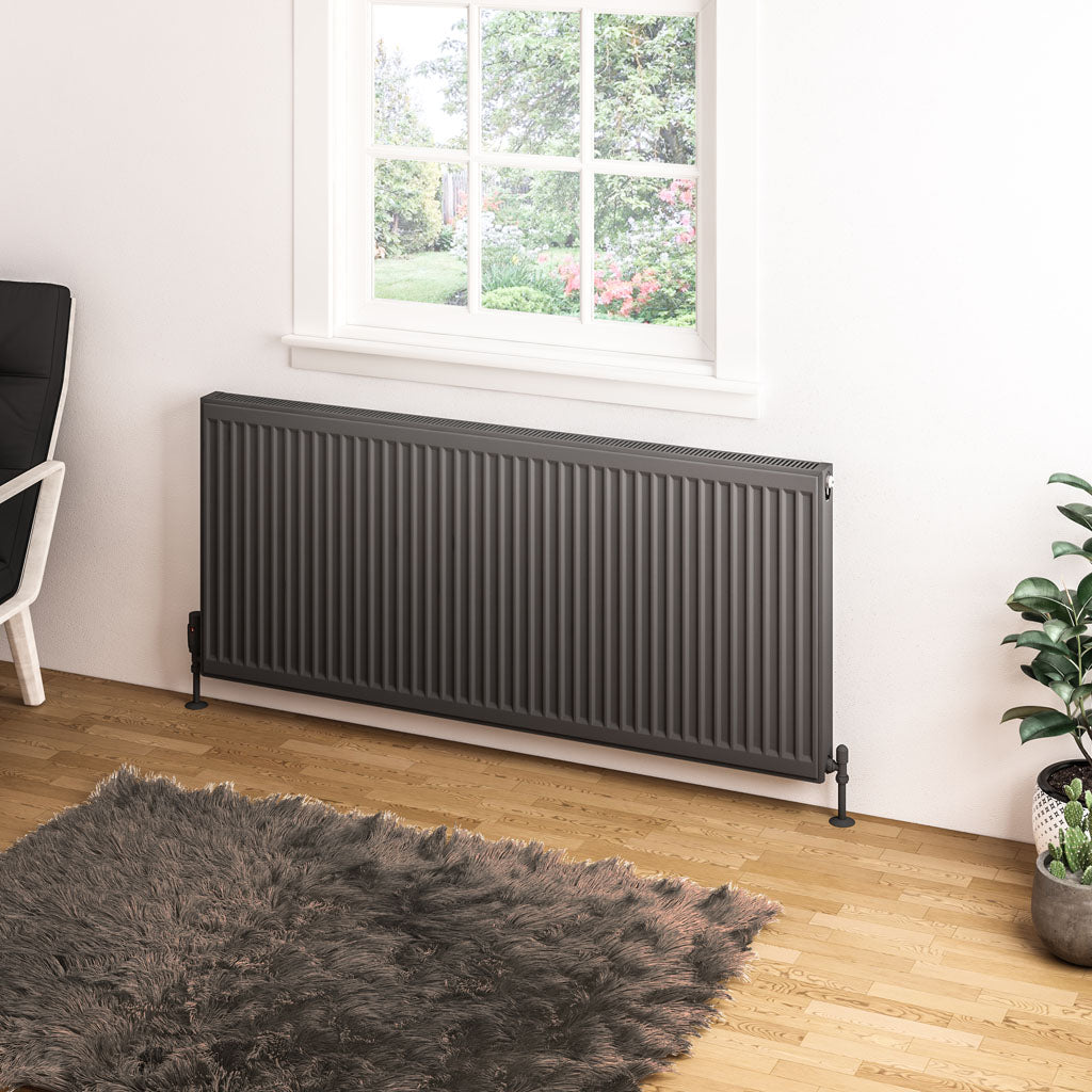 Eastbrook Type 11 Single Panel Matt Anthracite Radiator 600mm High x 1400mm Wide 25.0067