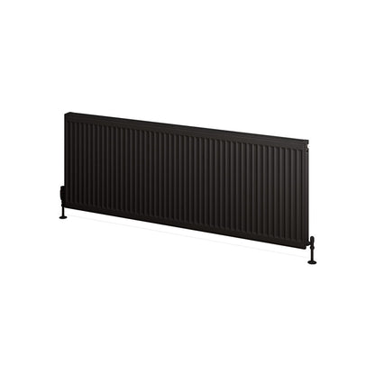 Eastbrook Type 11 Single Panel Matt Black Radiator 600mm High x 1600mm Wide Cut Out Image 25.0076