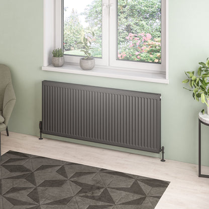 Eastbrook Type 21 Double Panel Matt Anthracite Radiator 600mm High x 1400mm Wide 25.0124