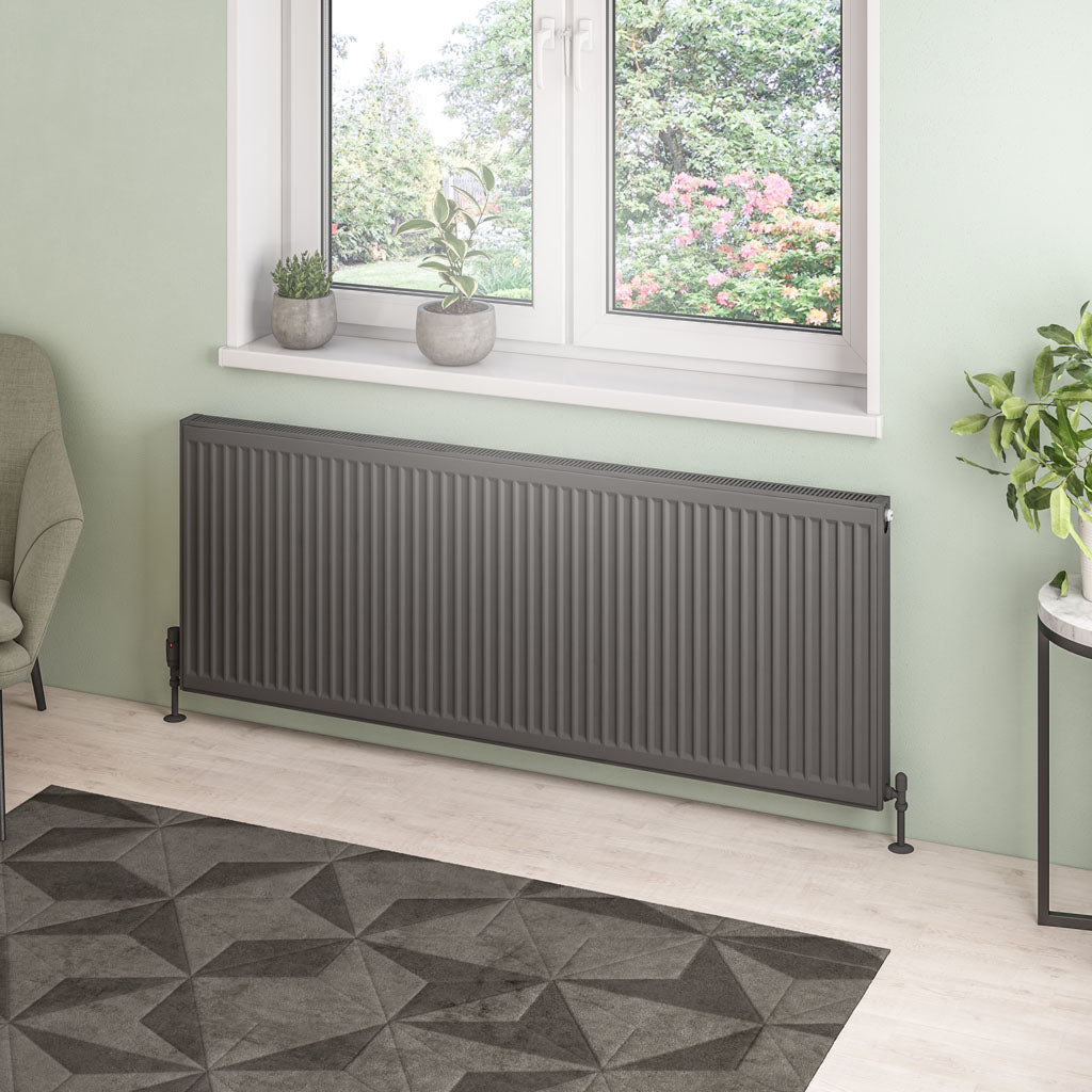 Eastbrook Type 21 Double Panel Matt Anthracite Radiator 600mm High x 1600mm Wide 25.0125