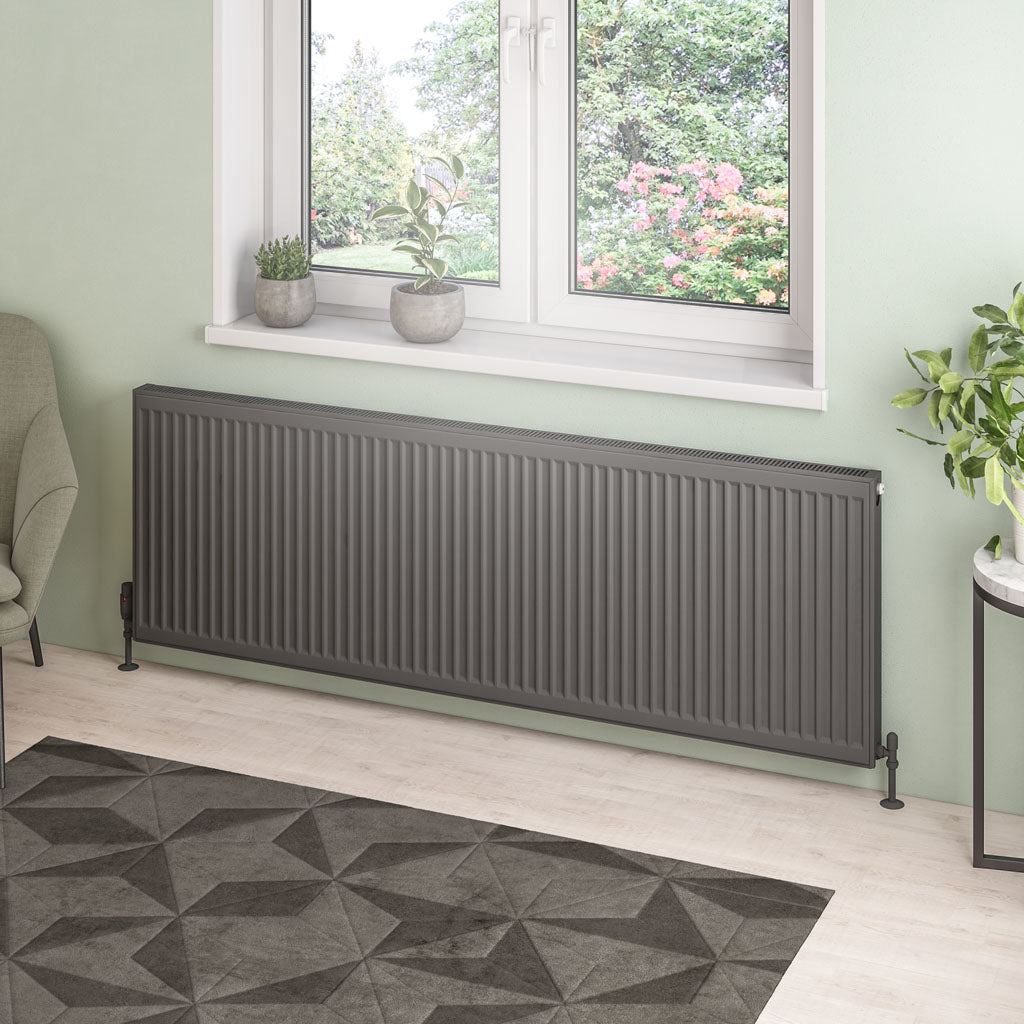 Eastbrook Type 21 Double Panel Matt Anthracite Radiator 600mm High x 1800mm Wide 25.0126