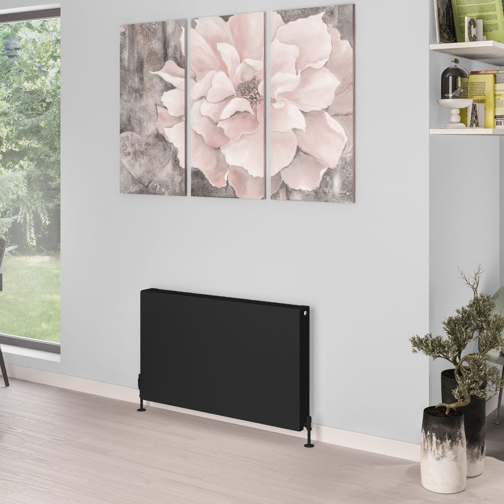 Eastbrook Type 22 Flat Double Panel Matt Black Panel Radiator 600mm High x 1000mm Wide 44.0109