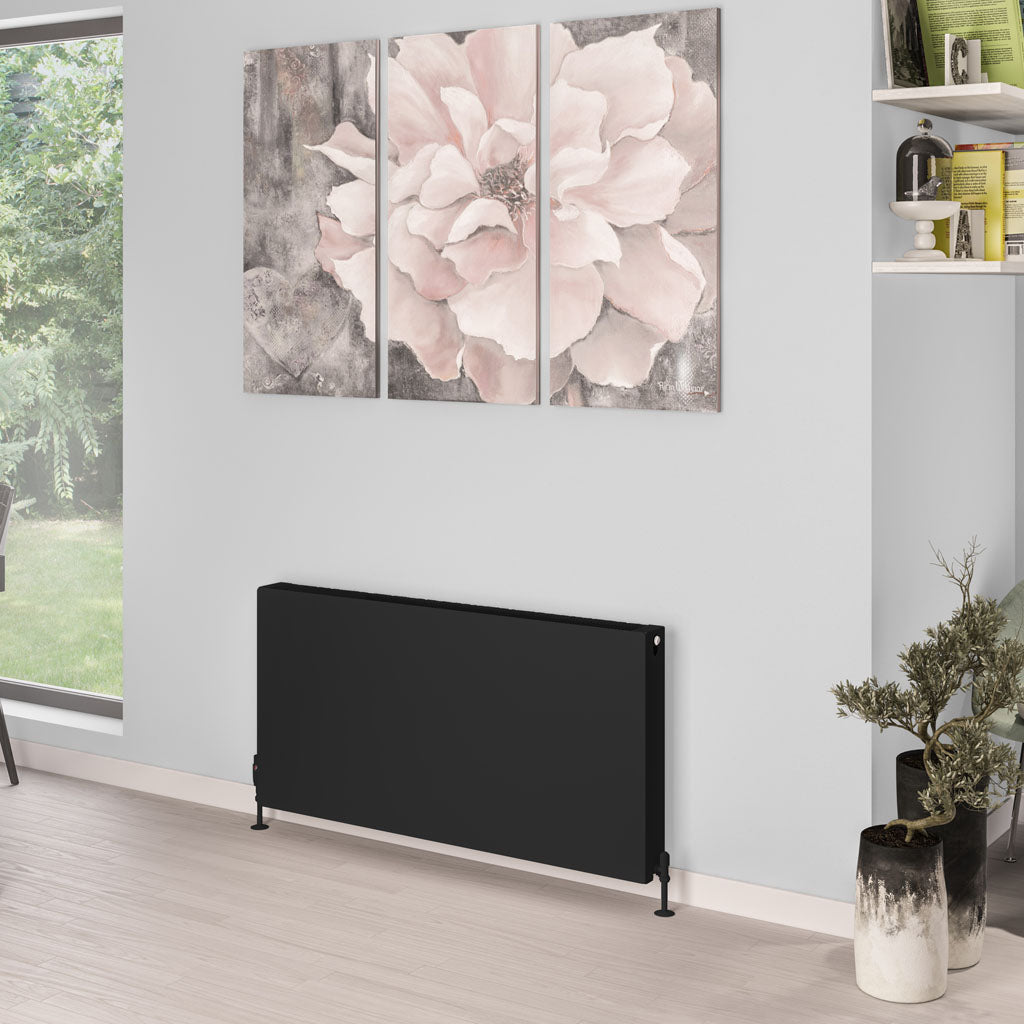 Eastbrook Type 22 Flat Double Panel Matt Black Panel Radiator 600mm High x 1200mm Wide 44.0110