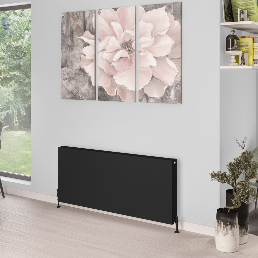 Eastbrook Type 22 Flat Double Panel Matt Black Panel Radiator 600mm High x 1400mm Wide 44.0111