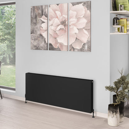 Eastbrook Type 22 Flat Double Panel Matt Black Panel Radiator 600mm High x 1600mm Wide 44.0112