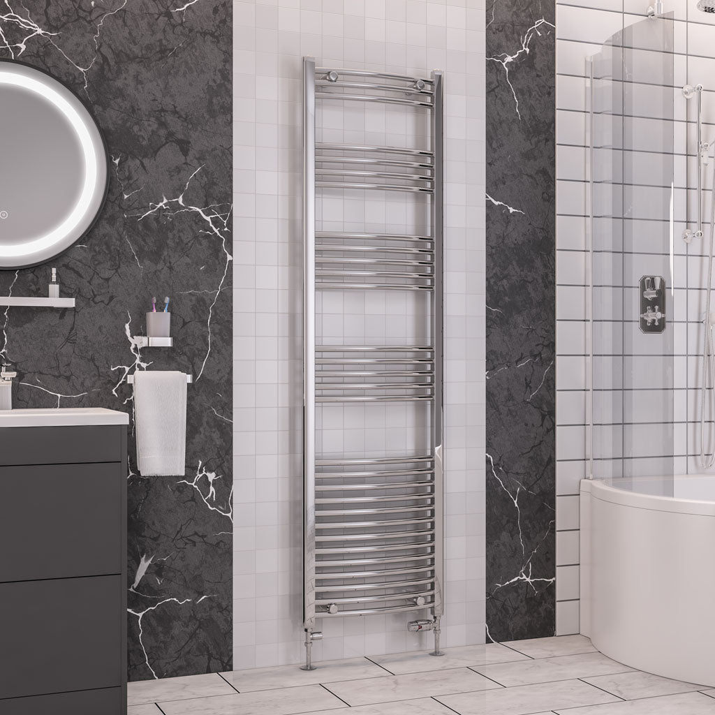 Eastbrook Wendover Electric ONLY Curved Chrome Towel Rails - Various Sizes 1000mm x 500mm Thermostatic Element