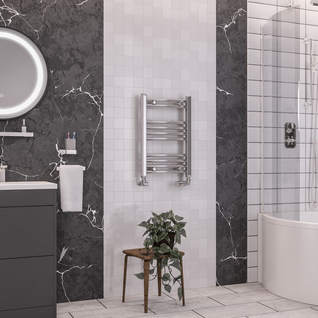Eastbrook Wendover Electric ONLY Curved Chrome Towel Rails - Various Sizes 1000mm x 750mm Single Heat Element