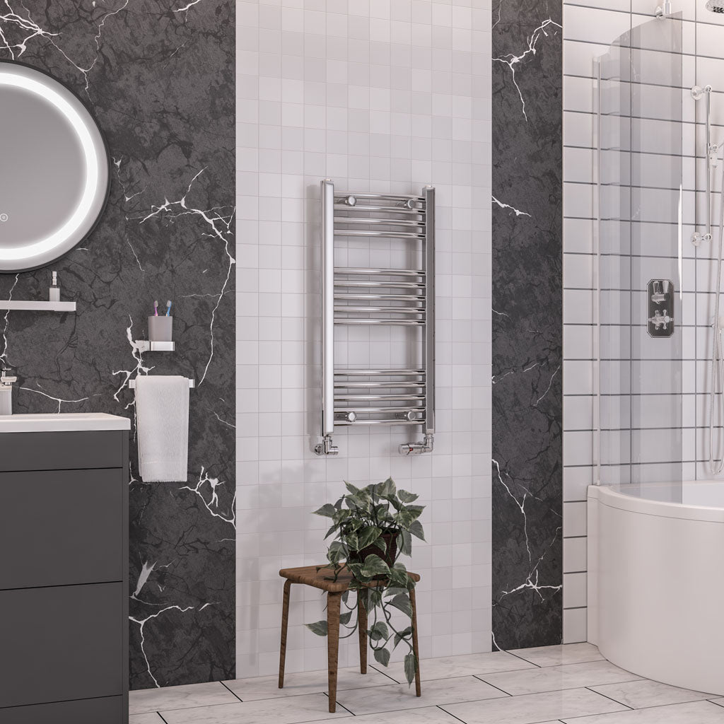 Eastbrook Wendover Electric ONLY Curved Chrome Towel Rails - Various Sizes 1200mm x 600mm Single Heat Element