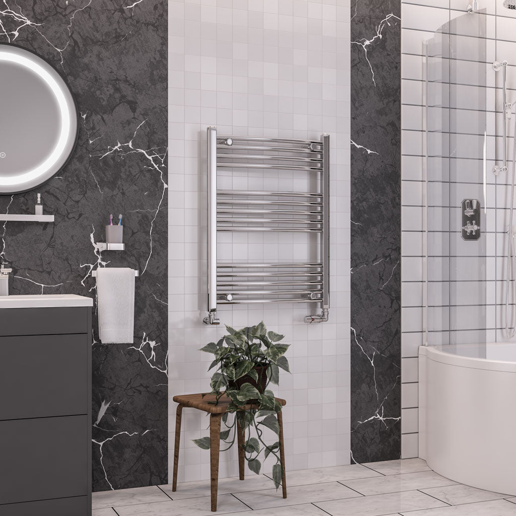 Eastbrook Wendover Electric ONLY Curved Chrome Towel Rails - Various Sizes 1200mm x 750mm Single Heat Element