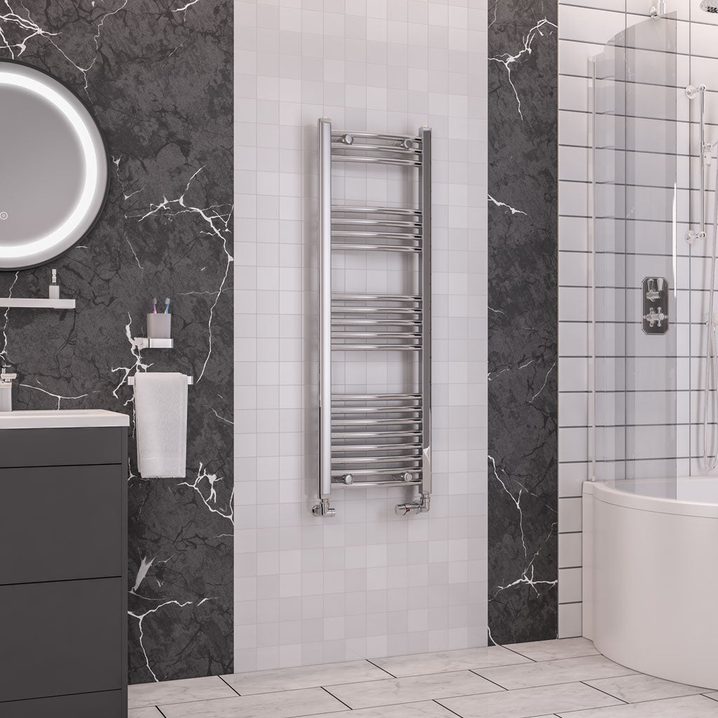 Eastbrook Wendover Electric ONLY Curved Chrome Towel Rails - Various Sizes 1600mm x 600mm Single Heat Element