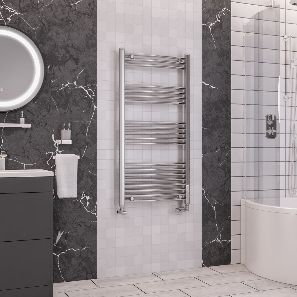 Eastbrook Wendover Electric ONLY Curved Chrome Towel Rails - Various Sizes 1600mm x 750mm Single Heat Element