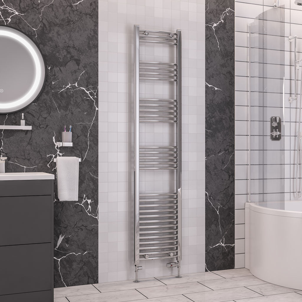 Eastbrook Wendover Electric ONLY Curved Chrome Towel Rails - Various Sizes 1800mm x 600mm Single Heat Element