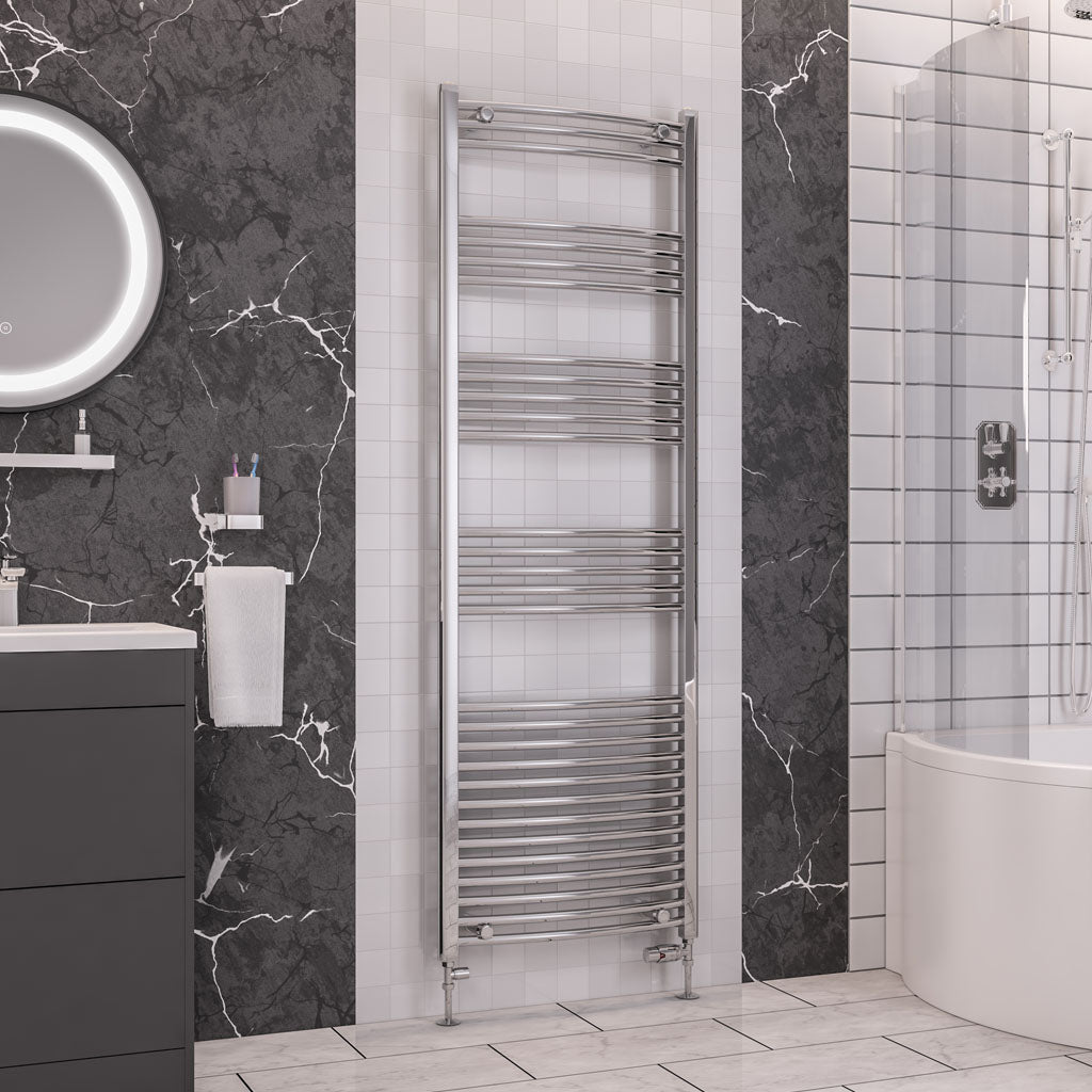 Eastbrook Wendover Electric ONLY Curved Chrome Towel Rails - Various Sizes 1800mm x 750mm Single Heat Element