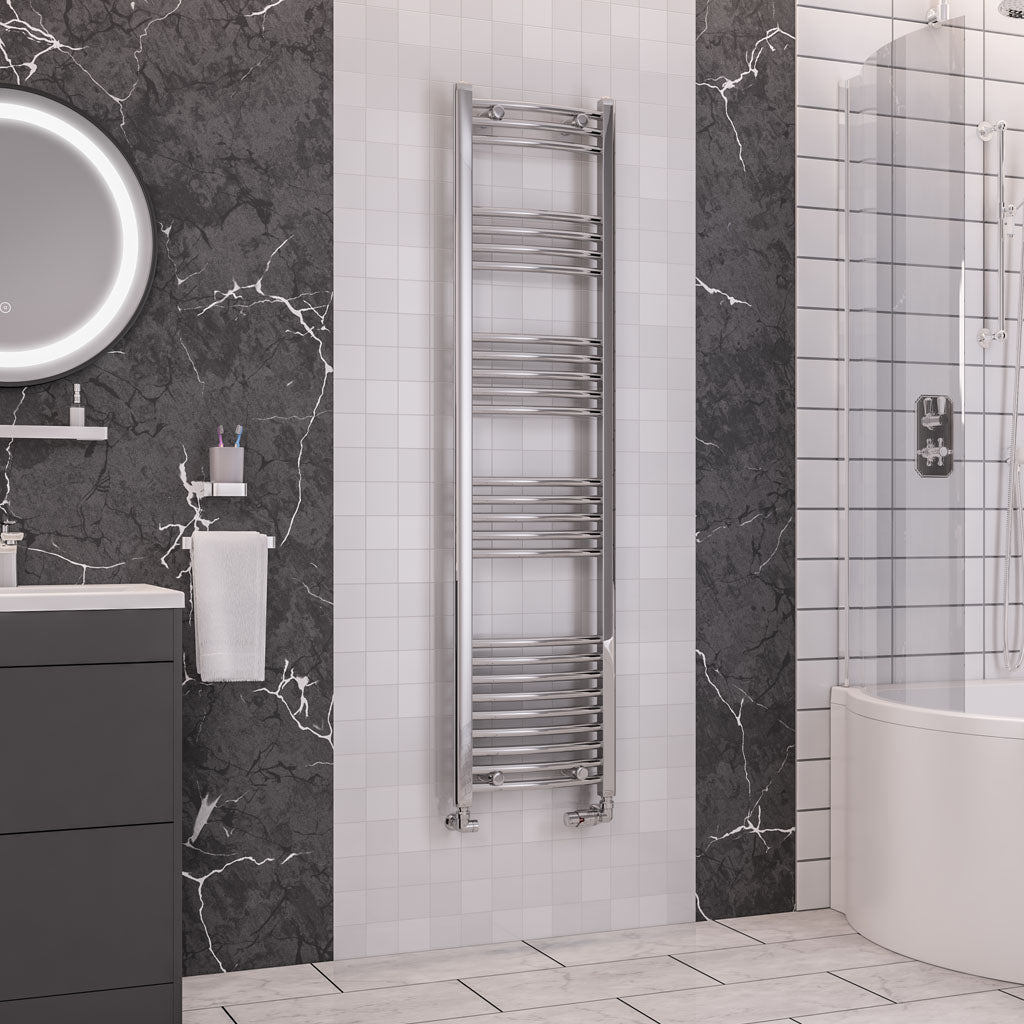 Eastbrook Wendover Electric ONLY Curved Chrome Towel Rails - Various Sizes 800mm x 750mm Single Heat Element