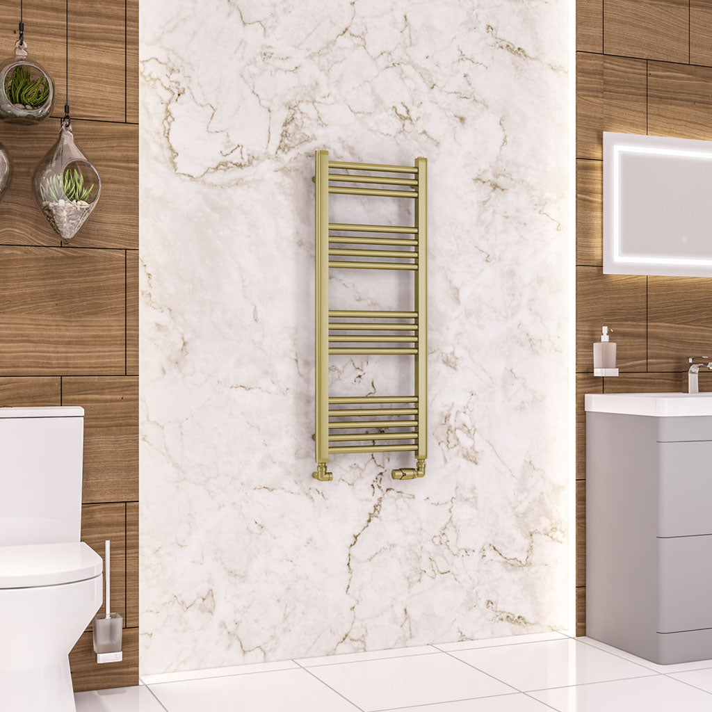 Eastbrook Wendover Electric ONLY Straight Brushed Brass Towel Rails - Various Sizes 1000mm x 400mm Single Heat Element