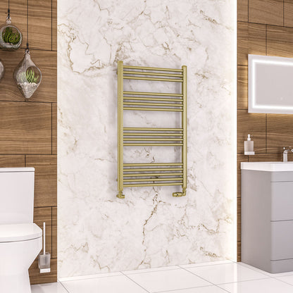 Eastbrook Wendover Electric ONLY Straight Brushed Brass Towel Rails - Various Sizes 1000mm x 600mm Single Heat Element