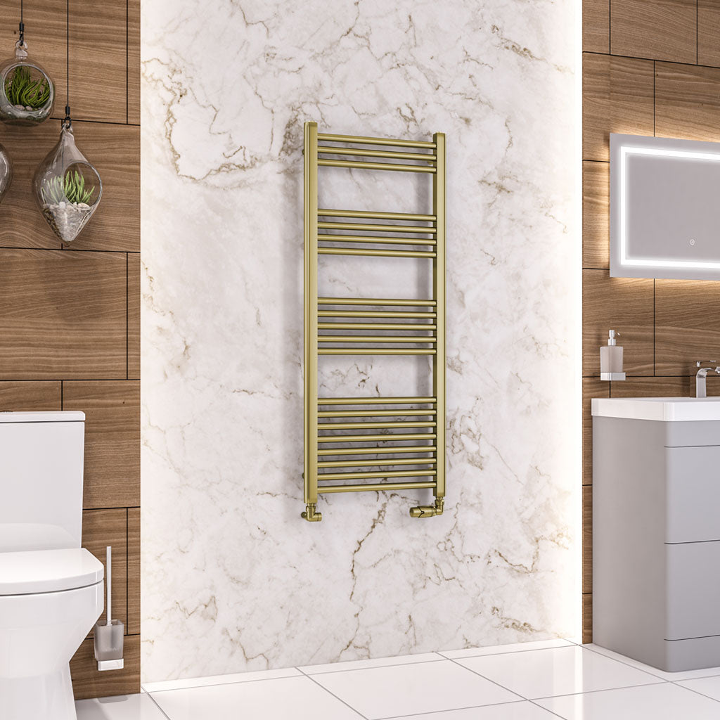 Eastbrook Wendover Electric ONLY Straight Brushed Brass Towel Rails - Various Sizes 1200mm x 500mm Single Heat Element