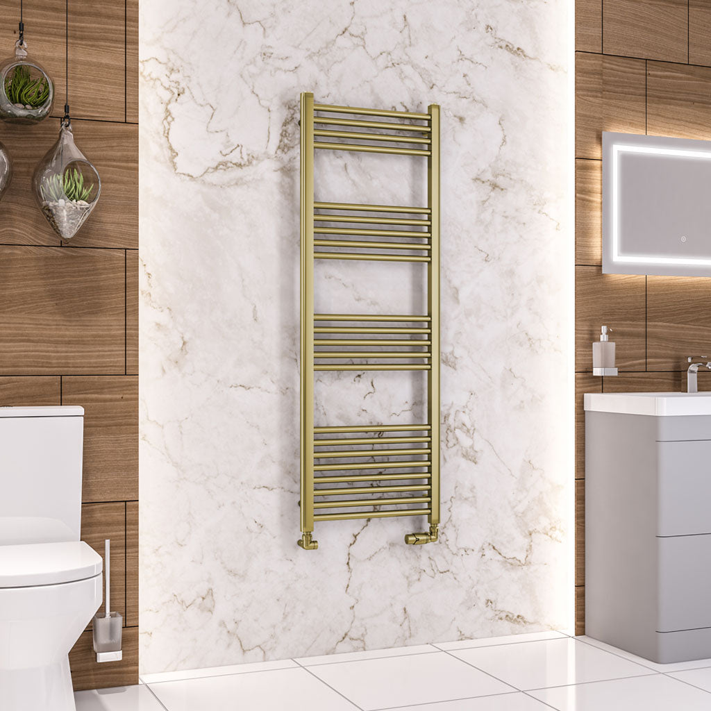 Eastbrook Wendover Electric ONLY Straight Brushed Brass Towel Rails - Various Sizes 1400mm x 500mm Single Heat Element