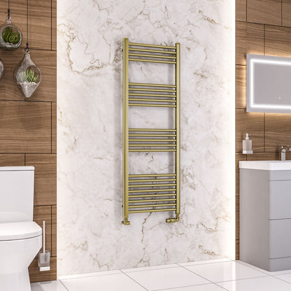 Eastbrook Wendover Electric ONLY Straight Brushed Brass Towel Rails - Various Sizes 1400mm x 500mm Single Heat Element