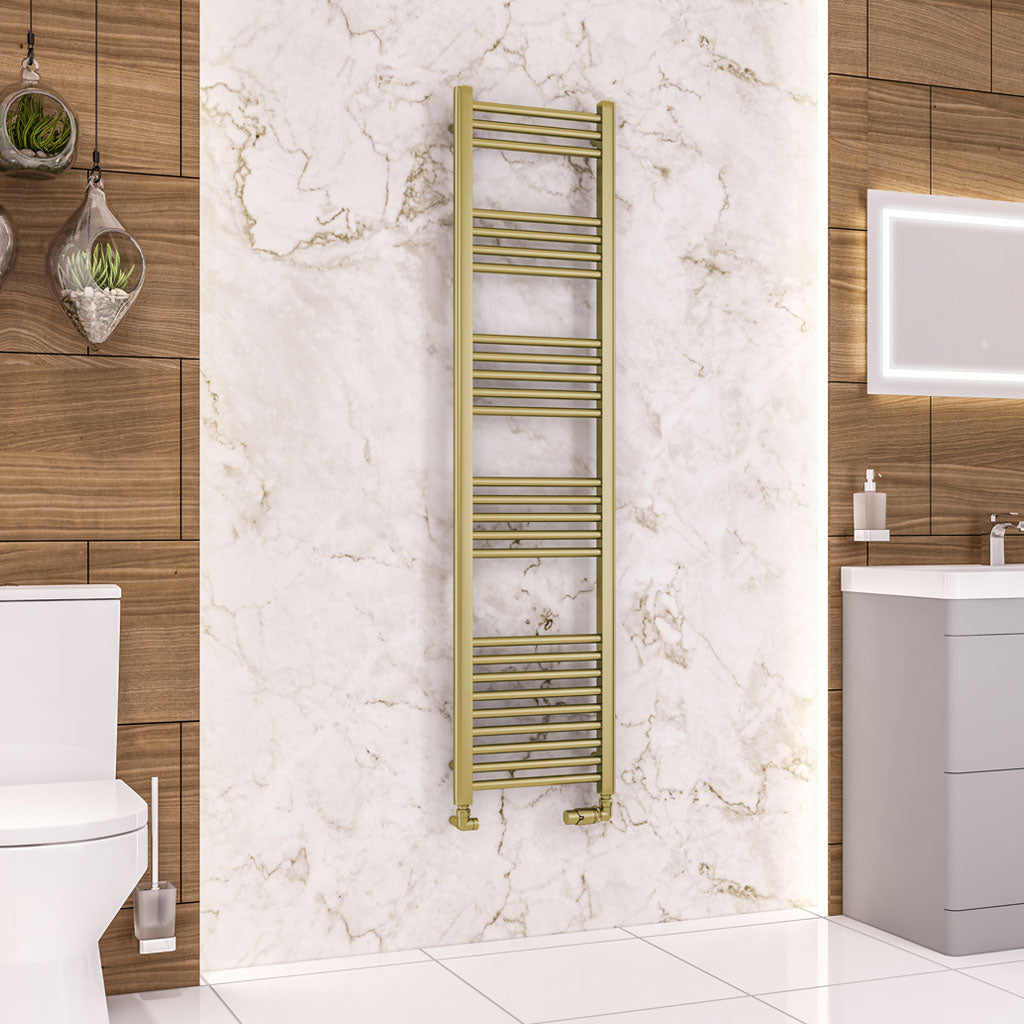Eastbrook Wendover Electric ONLY Straight Brushed Brass Towel Rails - Various Sizes 1600mm x 400mm Single Heat Element