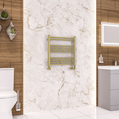 Eastbrook Wendover Electric ONLY Straight Brushed Brass Towel Rails - Various Sizes  600mm x 600mm Single Heat Element